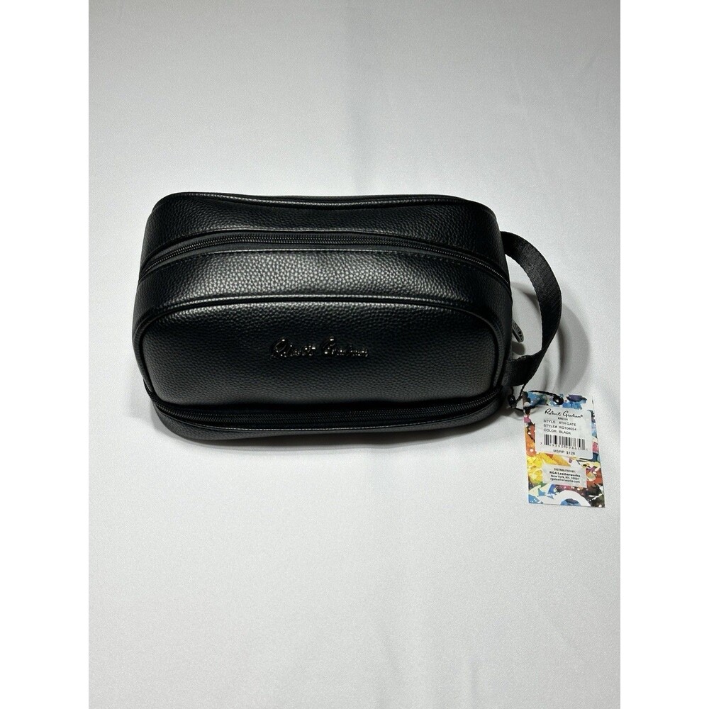 Robert Graham 6th Gate Black Toiletry Travel Bag with Bottom Pocket NWT New